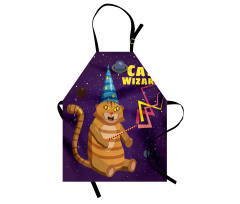 Cat Wizard Funny Cartoon Apron