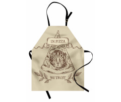 Cat Face in Pizza We Trust Apron