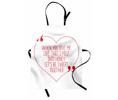 Aşk  Mutfak Önlüğü Beyaz Fona Kalp İçinde Yazılmış Sevgi Sözü 