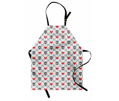 Skulls Red Hearts Apron