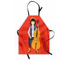 Cartoon Woman Playing Music Apron