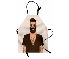 Tattooed Hipster Cartoon Apron