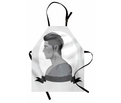 Greyscale Beardless Boy Apron