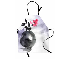 Watercolor Coral Vase Orchid Apron