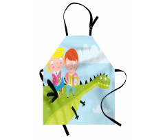 Boy Girl Sitting on Dragon Apron