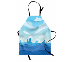 Blue Tones Ocean Illustration Apron