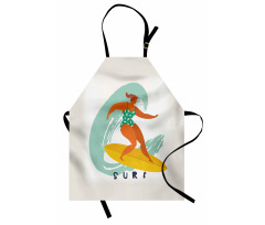 Woman Surfer on the Waves Art Apron