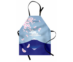 Mountain and Cherry Blossoms Apron
