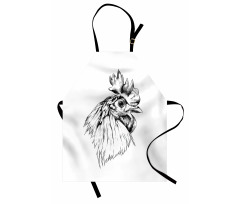 Rooster Head Portrait Apron