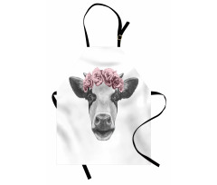 Cow with Roses Wreath Apron