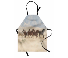 Wild Mustang Horses Art Apron