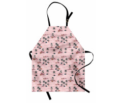 Palm Tree Rocky Beach Waves Apron