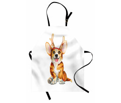 Corgi Dog with Deer Antlers Apron