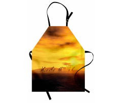 Dramatic Sunset Giraffes Apron