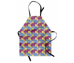 Oriental Floral Elephants Apron