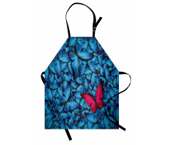 Kelebek ve Yusufçuk Mutfak Önlüğü Mavi ve Kırmızı Desenli