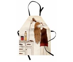 Girl Hair Care Sketch Art Apron