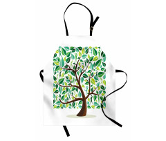 Squares Leaves Silhouette Apron