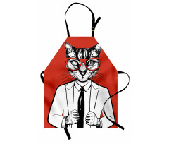 Funny Businessman Cat Suit Apron