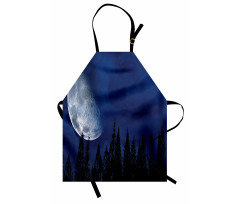 Forest Night Silhouette Apron