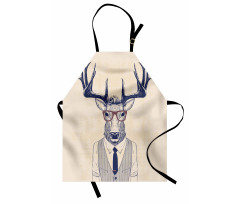 Humanized Manly Deer Art Apron