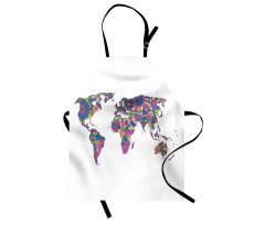 World Map with Flowers Apron