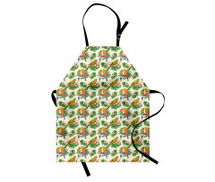 Vivid Floral Parrots Apron