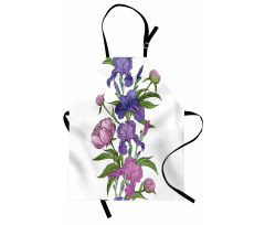 Naive Purple Flower Bouquet Apron