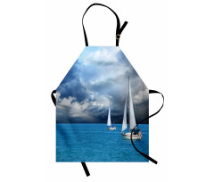 Denizci Mutfak Önlüğü Fırtına Bulutu ve Tekne