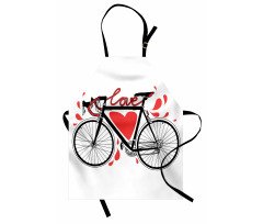 Bisikletli Mutfak Önlüğü Aşk ve Bisiklet Desenli