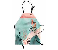 Woman Cycling in Sea Apron