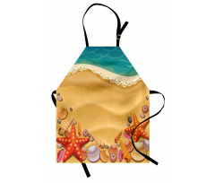 Seashell on Shore Cartoon Apron