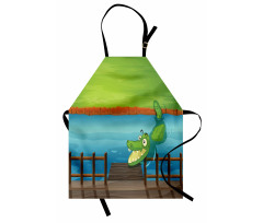 Cartoon Style River Scene Apron