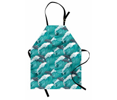 Surfing Doodle Dolphins Apron