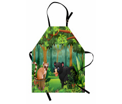 Wild Forest Life Bear Cartoon Apron