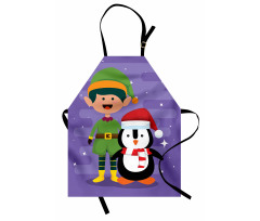 Elf and Penguin Merry Christmas Apron