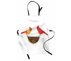 Red Cardinals Couple Nest Apron