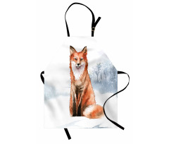 Fine Art Winter Animal Painting Apron