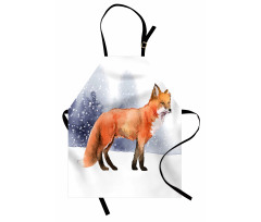 Side View Painting Snow Animal Apron