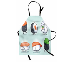 Funny Happy Sushi Characters Apron