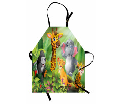 Cartoon Style Wild Animals Apron