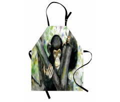 Watercolor Baby Chimpanzee Apron