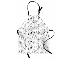 Monochrome French Hats Apron