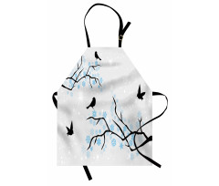 Winter Birds Stars Sky Apron