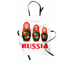 Kültürel Mutfak Önlüğü Matruşka Bebekler ile İngilizce Rusya Yazı
