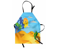 Cartoon Desert Landscape Palms Apron