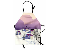 Graphical Village Scene Apron