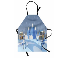 Wintry Outdoors Houses Apron