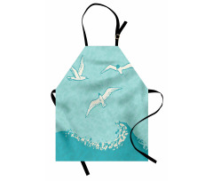 Seagulls Flying over Waves Apron