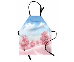 Blooming Sakura Trees Scene Apron